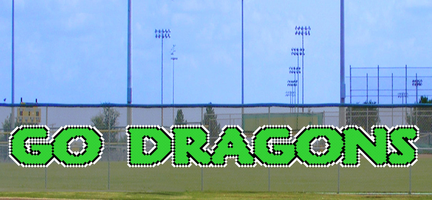 4' x 28' Go Dragons Letters Three Colors