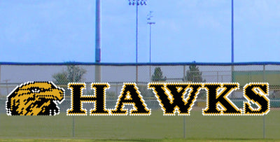 5' x 32' Hawk Head with Letters 3 COLORS