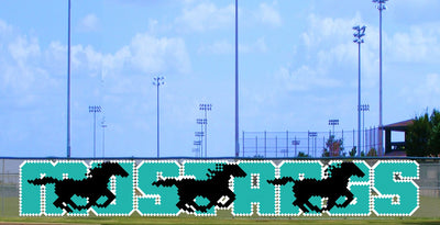 5' x 28' Mustangs Letters with Front-Running Logo